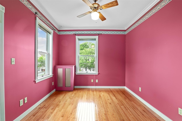 6 Agate Ave, Ossining, NY 10562 - empty room with hardwood / wood-style floors, ceiling fan, crown molding, and baseboards