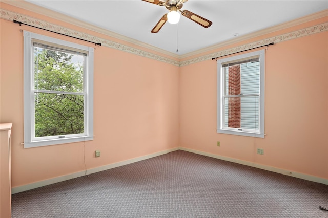 6 Agate Ave, Ossining, NY 10562 - spare room featuring healthy amount of natural light, ceiling fan, baseboards, and crown molding