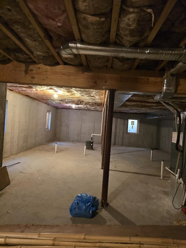 basement with heating unit