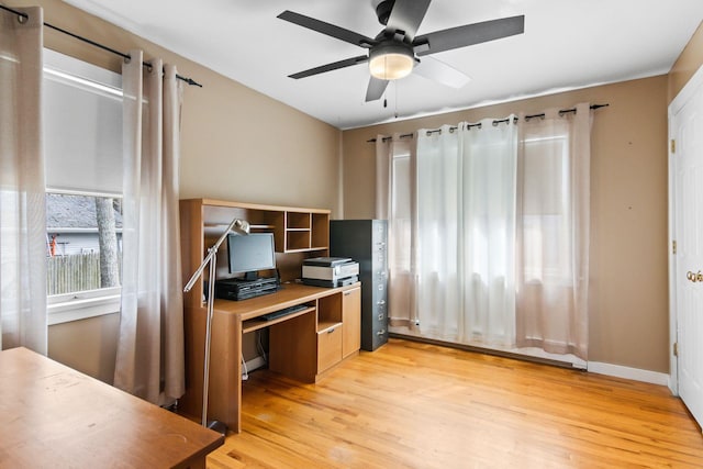 8 Rolling Woods Ln, Hampton Bays, NY 11946 - office featuring light wood finished floors and ceiling fan