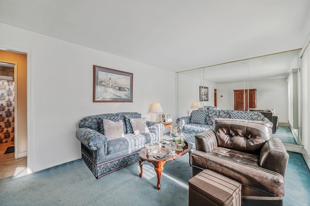 view of carpeted living area