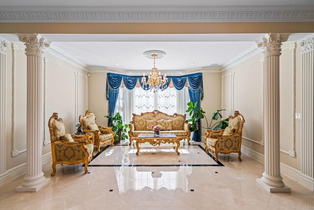 28 Whitney Cir, Glen Cove, NY 11542 - sitting room with decorative columns and ornamental molding