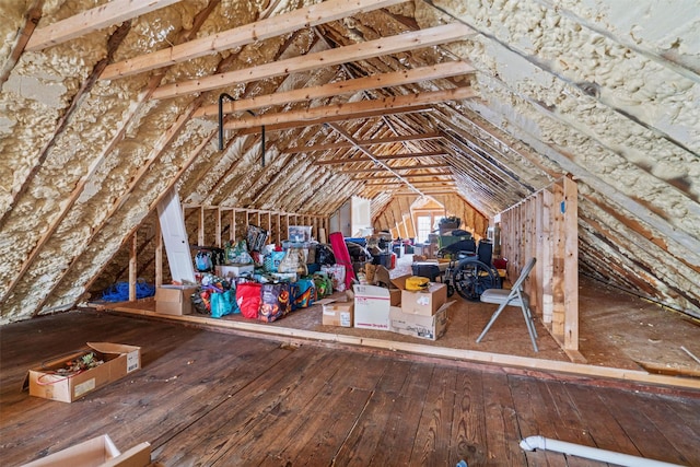 view of unfinished attic