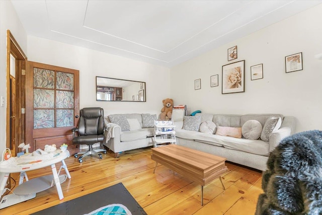 living room with hardwood / wood-style floors