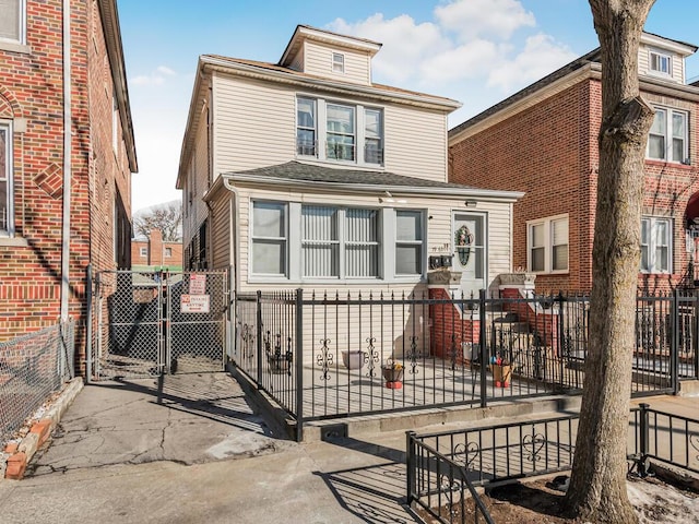 traditional style home with fence