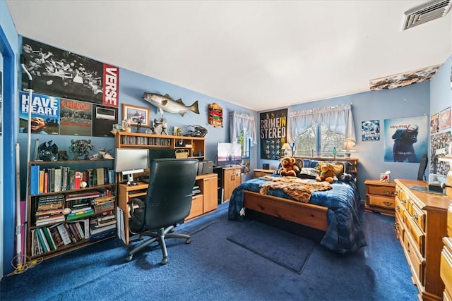 bedroom featuring carpet floors and visible vents