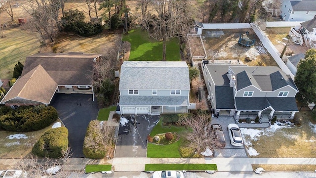 bird's eye view with a residential view