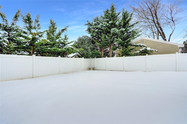 view of yard with a fenced backyard