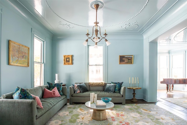 living room with wood finished floors