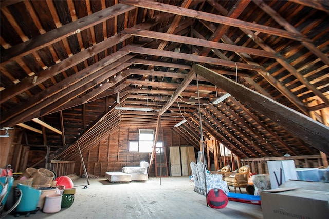 view of unfinished attic