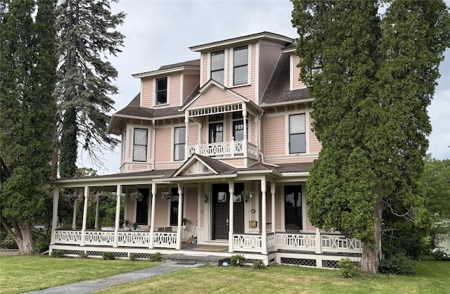 25 Prospect Ave, Catskill, NY 12414 - victorian home with a porch, roof with shingles, and a front lawn
