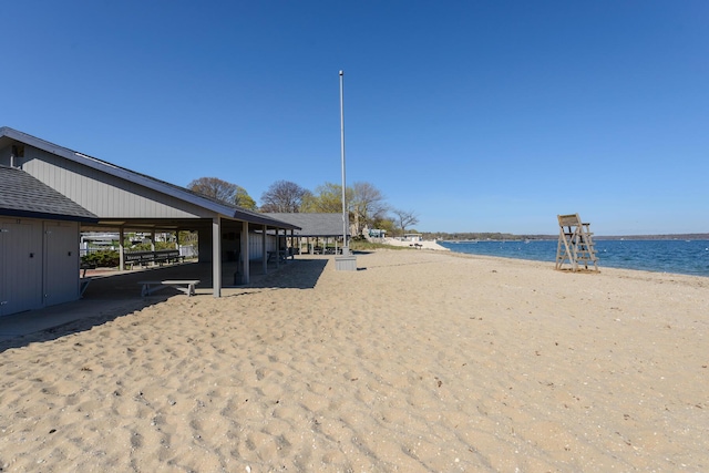 view of water feature featuring a view of the beach