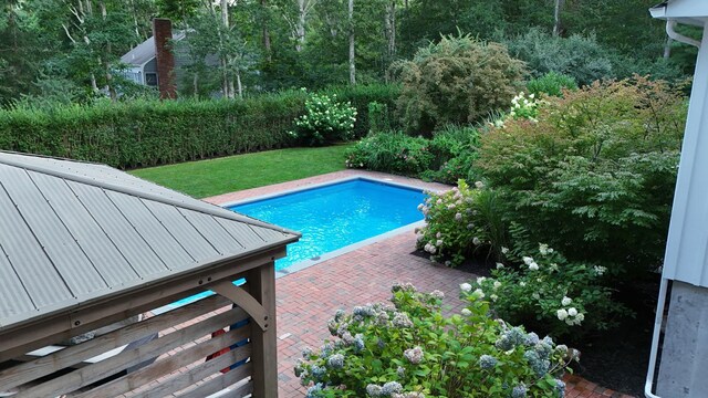 12 Bob White Dr, Water Mill, NY 11976 - view of pool with a patio, a yard, and a fenced in pool