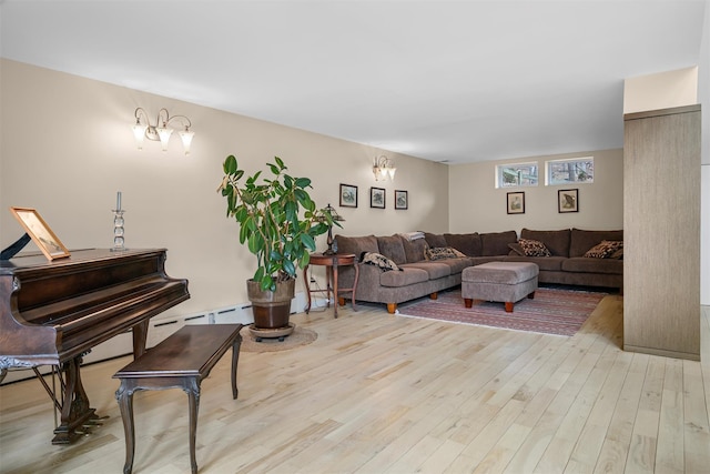 living area with wood finished floors