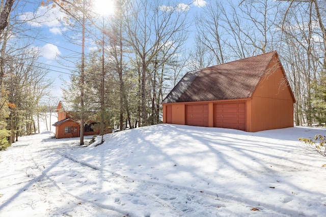 exterior space featuring a garage