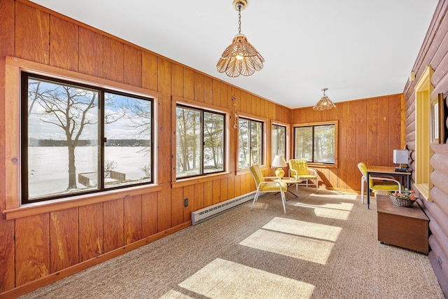 sunroom featuring a baseboard radiator