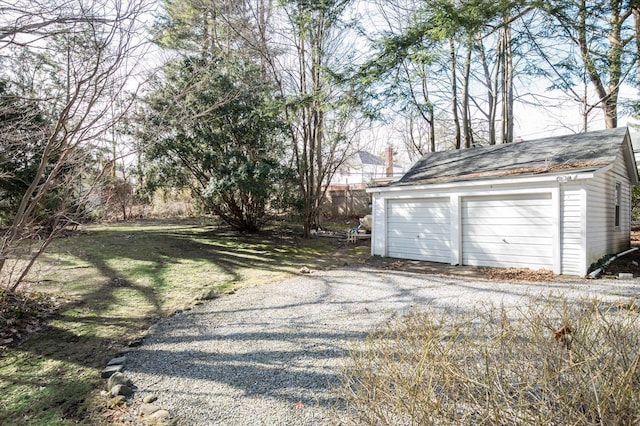 view of detached garage