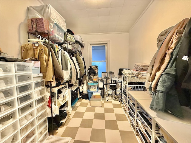 spacious closet featuring tile patterned floors