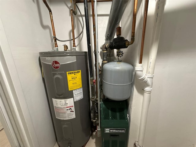 utility room featuring water heater