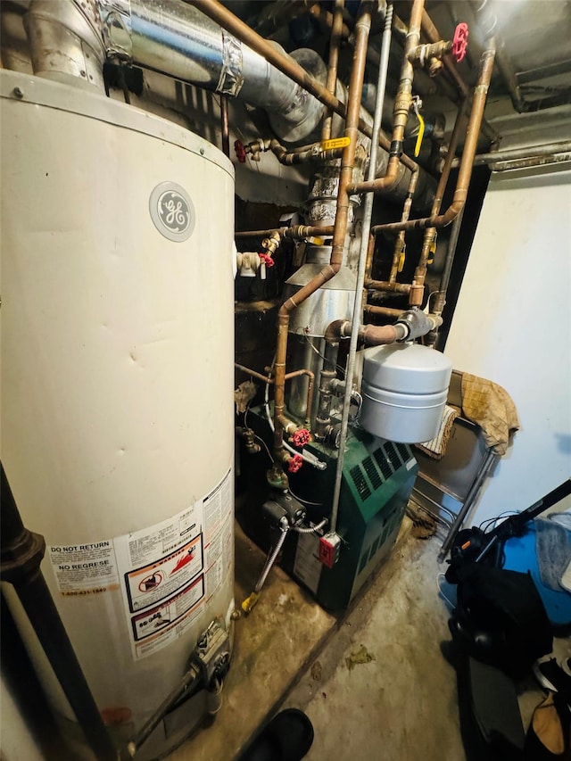 utilities with water heater and a heating unit