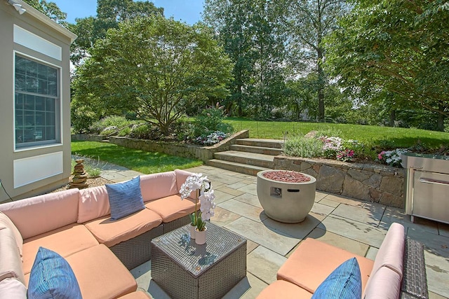 view of patio / terrace with an outdoor living space