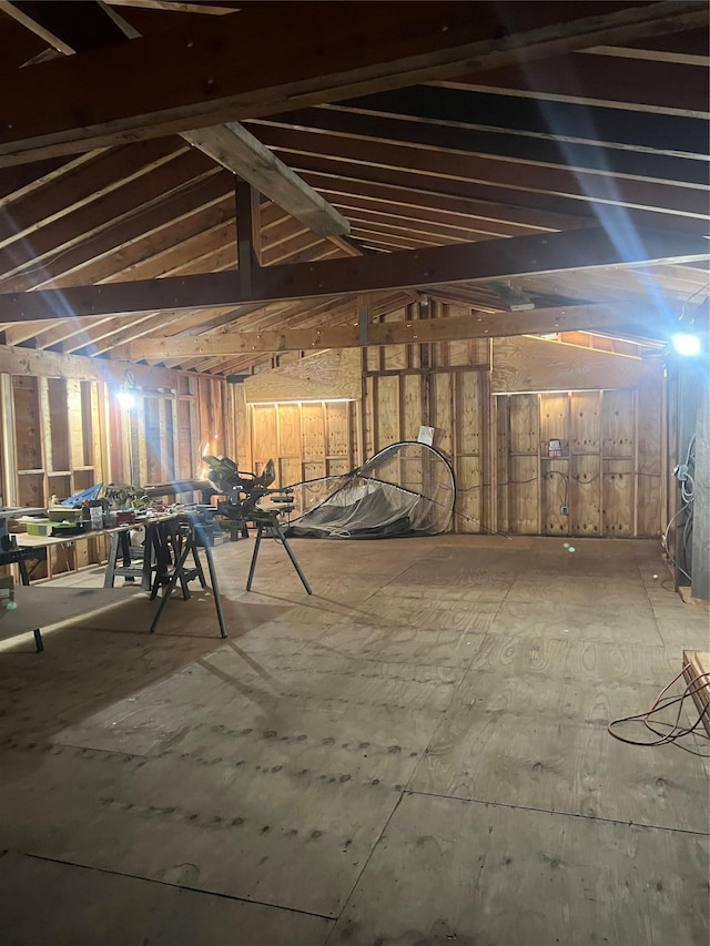 miscellaneous room with vaulted ceiling