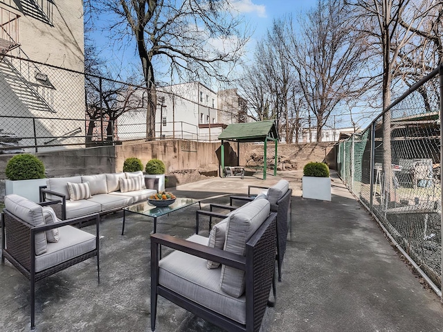 view of patio / terrace with outdoor lounge area and a fenced backyard