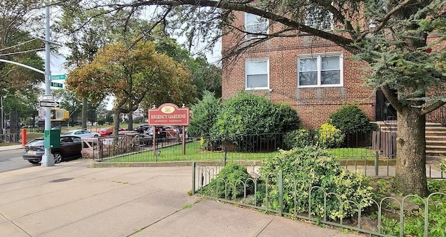 exterior space with sidewalks