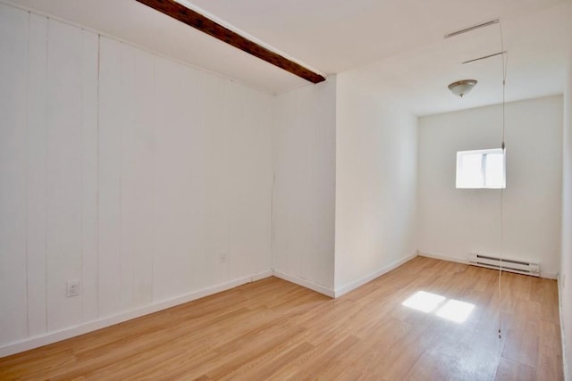 5 Plank Rd, Mongaup Valley, NY 12762 - empty room with baseboards, wood finished floors, beam ceiling, and a baseboard radiator