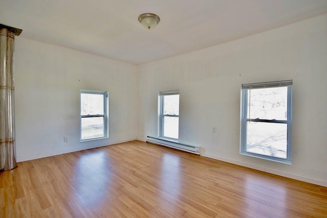 5 Plank Rd, Mongaup Valley, NY 12762 - spare room with a healthy amount of sunlight, baseboards, a baseboard heating unit, and light wood-style floors