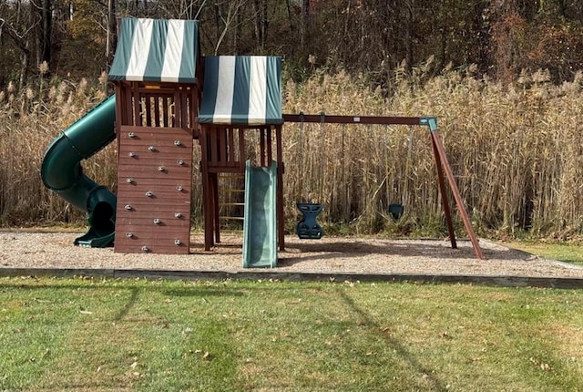 view of playground with a yard