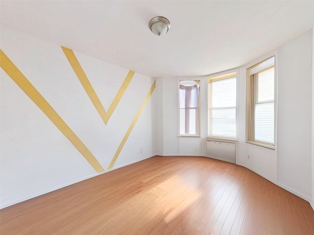 spare room featuring light wood-style floors