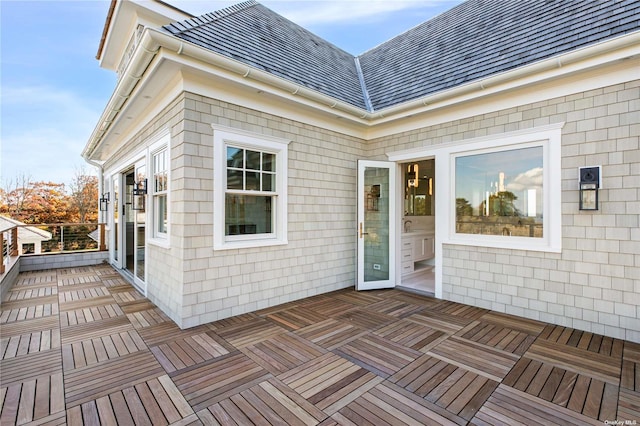 deck featuring a sink