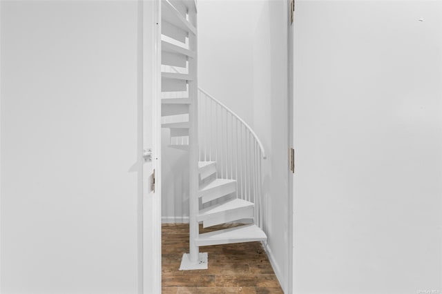 staircase with wood finished floors