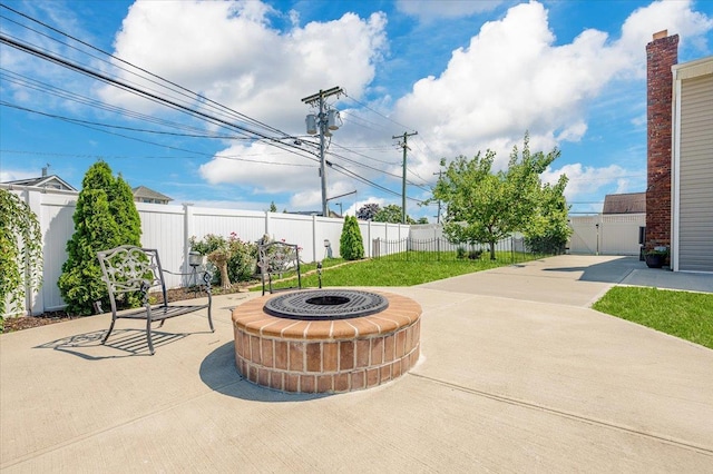 101 Jetmore Pl, Massapequa, NY 11758 - view of patio with a fire pit and a fenced backyard