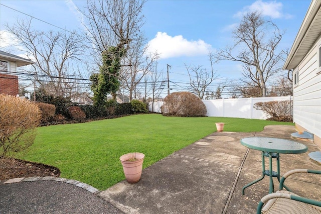 view of yard with a patio area and fence