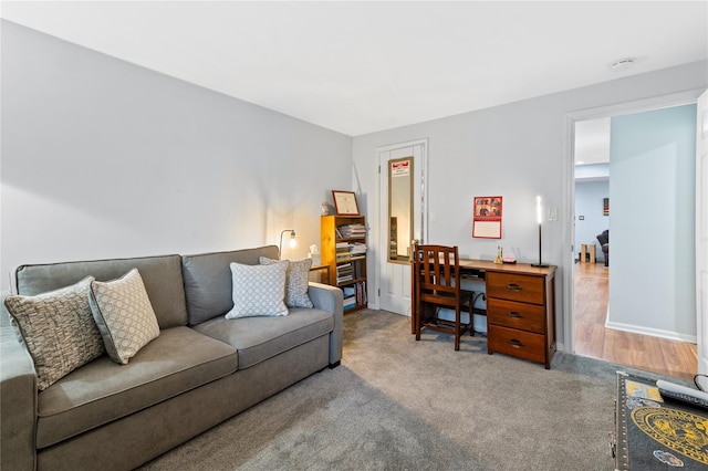 view of carpeted living area