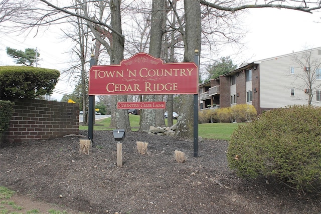 view of community sign