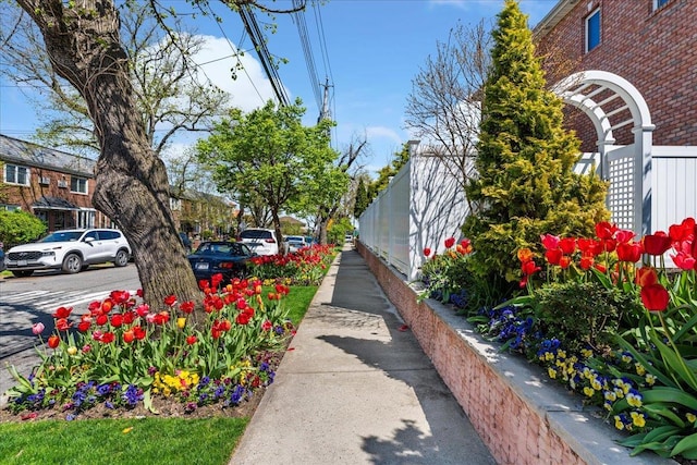 exterior space with sidewalks