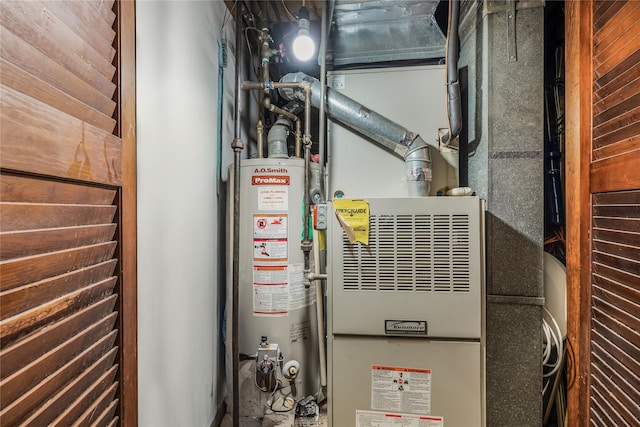 utility room with water heater