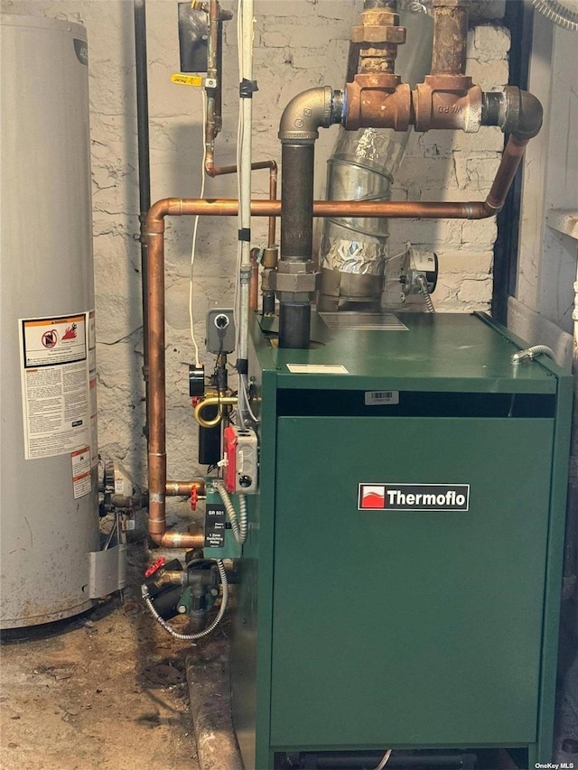 utilities with a heating unit and gas water heater