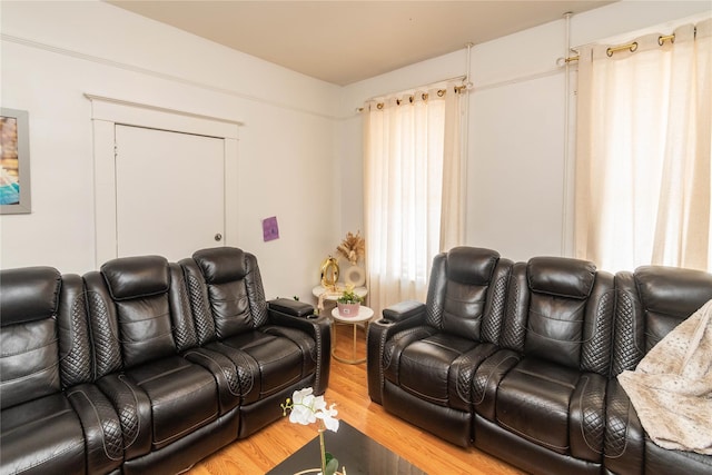 living area with wood finished floors