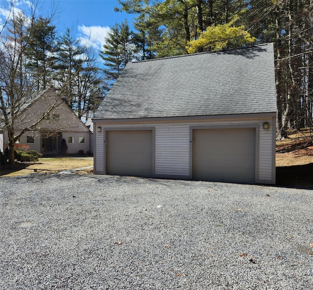 view of detached garage