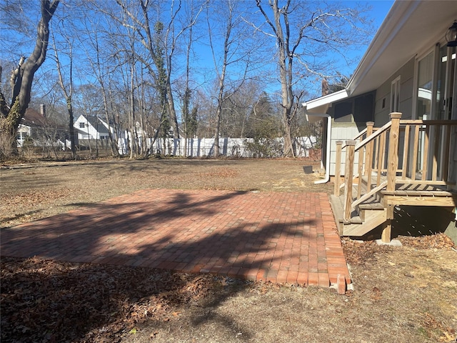 view of yard with a patio area and fence