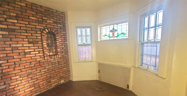 doorway with radiator, brick wall, and a wealth of natural light