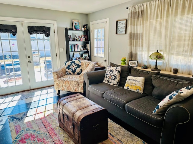 living room with french doors