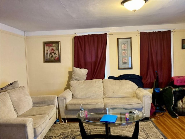 living area featuring wood finished floors