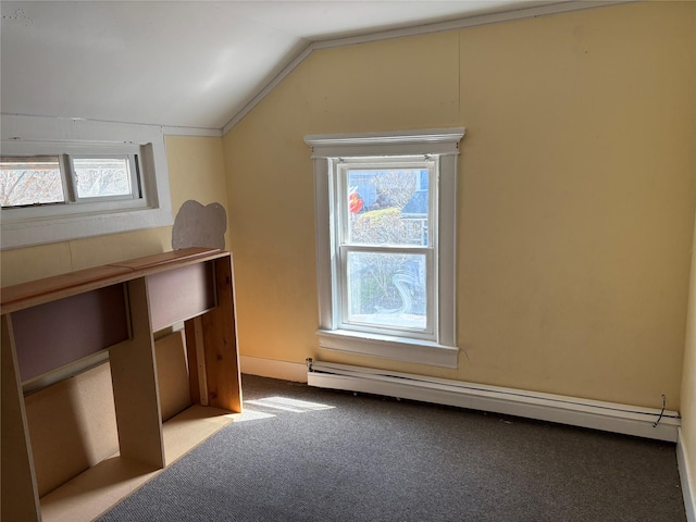 16 Fair St, Highland, NY 12528 - bonus room with a baseboard heating unit, lofted ceiling, and carpet flooring