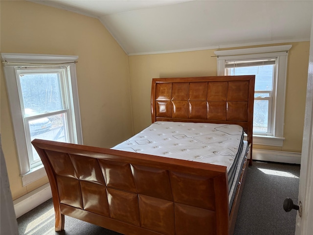 16 Fair St, Highland, NY 12528 - bedroom with carpet flooring, vaulted ceiling, and crown molding
