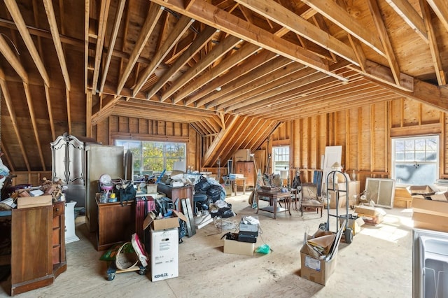 miscellaneous room with vaulted ceiling